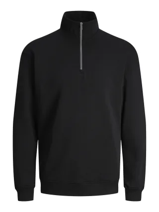 JACK&JONES - JJEBRADLEY SWEAT HALF ZIP NOOS Schwarz - Gr. - XXL
