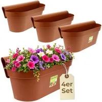 GarPet Balkonkasten 4er Set Geländerkasten Balkon mit Wasserspeicher Blumenkasten Balkon
