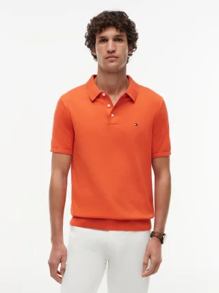 ESSENTIAL COTTON KNITTED POLO Brilliant Orange - Gr. - L