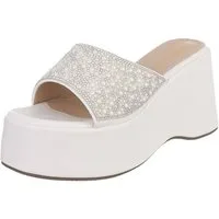 Ital-Design Damen Plateau-Slipper mit Keilsohle und offenem Design Plateausandaletten (91895885) Keilabsatz/Wedge Keilsandaletten in Weiß