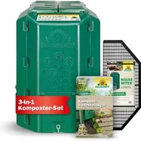 Neudorff Thermokomposter DuoTherm 530 Liter + Mäusegitter + Radivit 1 kg, (3-teiliges Komplett-Set, 3er Komplett-Set Thermokomposter + Mäusegitter + Kompost-Beschleuniger), Doppelwandiger Thermokomposter mit Mäusegitter und Komposthilfe