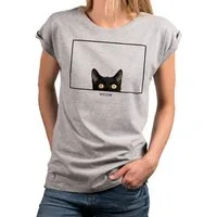 MAKAYA Print-Shirt Katzenshirt Damen Top Katzenmotiv Lustige Katzen Geschenke Katzenfans
