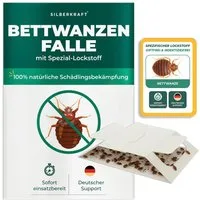 Silberkraft Insektenfalle Bettwanzenfalle mit Spezial-Lockstoff Frühzeitige Befallsüberwachung, Biozidfrei & Geruchslos Extrastarke klebefläche Gezielte Anlockung