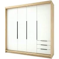 A&J MöbelLand GmbH Drehtürenschrank viertüriger Kleiderschrank mit Schubladen und Metallgriffen. (Geräumiger vier¬türiger Kleiderschrank mit Schubladen und Metallgriffen. Geräumiger Schrank mit einer Breite von 200 cm und Schubladen, ideal zur Aufbew