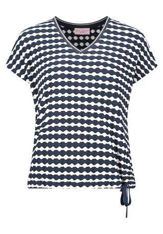 betty barclay - so cosy - - Casual-Shirt Dunkelblau/Weiß - Gr. - 40