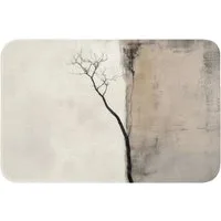 OnlyWow WC-Vorleger Wabi sabi - Pflanze - Beige, Höhe 10 mm, Polyester, Rechteckig, WC Teppich, Toilettenvorleger, Toilettenteppich, Badematte 60x40 cm