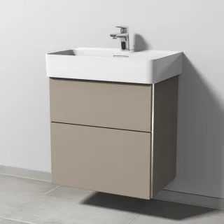 Sanipa 3way Waschtischunterbau zu Laufen VAL Waschtisch mit 2 Auszügen, Sandgrau-Matt BS82167