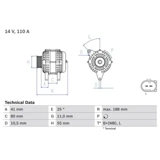 Bosch Lichtmaschine 110A Fiat Ducato Iveco Daily 2,3 0986046060
