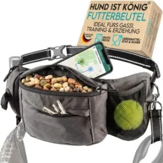 HUND IST KÖNIG ® Bauchtasche für Leckerlis & Hundezubehör grau