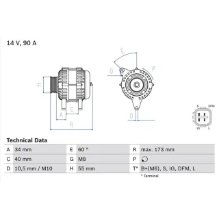 Bosch Lichtmaschine 90A Toyota Avensis Corolla