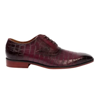 Giorgio - Krokodil Oxford-Schuhe für Herren, Vollnarbenleder (Weinrot)