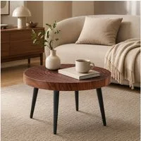 Celya Couchtisch Moderner runder Beistelltisch mit 5cm starker Tischplatte (mit Metallfüßen, vielseitig einsetzbar für Wohnzimmer, Café und Büro)