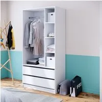 Vicco Kleiderschrank Elmo, Weiß, 100 x 200 cm mit 2 Schubladen (1-St)