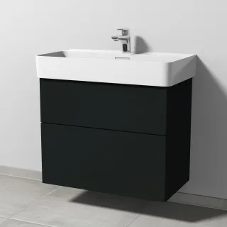 Sanipa 3way Waschtischunterbau zu Laufen VAL Waschtisch mit 2 Auszügen, Vulkan-Matt SP8231V