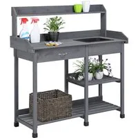 Yaheetech Pflanztisch mit Waschbecken & Verstellbaren Ablagefläche & Schublade, Gärtnertisch für den Garten/Terrasse/Balkon