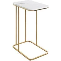 HAKU Beistelltisch Beistelltisch gold marmoroptik-Sofatisch MDF - B 45 x H 67 x T 30 cm (1xBeistelltisch, Dekotisch - kleiner Tisch), Beistelltisch aus Metall