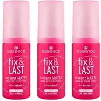 Essence Fixierspray fix & LAST instant MATTE MAKE-UP FIXING SPRAY, 3-tlg., Neuer Sprühkopf für gleichmäßige Anwendung und mattes Finish!