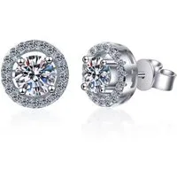 Runde Perlé Paar Ohrstecker elegante runde Moissanite Ohrstecker, 925er Silber, 5mm, 0,5Ct, 18K Gold, Moissanite in D-Farbe, exzellente Klarheit VVS1, Zertifikat