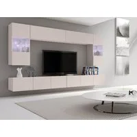 MIRJAN24 Wohnwand Calabrini I, (6er-Set, 2x TV-Lowboard, 2x Wandregal, 2x Hängevitrine), LED-Beleuchtung als Option
