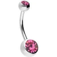 PIERCINGLINE Bauchnabelpiercing Chirurgenstahl Bananabell ZWEI KRISTALLE (Bananabells, 1-tlg)