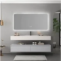 Muxing Badmöbel-Set mit Waschbecken LED Spiegel und Unterschrank, (Set)