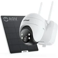 TWUFY Überwachungskamera ieGeek 24/7 AOV Überwachungskamera Aussen mit Auto-Tracking (Outdoor, Außenbereich, außen, Aussen, 5W Solarpanel & 9000mAh Akku, 30m Farbnachtsicht, 1-tlg., 2.5K 4MP 360° PTZ Kamera Solar, Camera Outdoor WLAN Kabellos mit Int