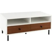 COSTWAY Couchtisch, mit 2 Schubladen & 2 Ablagen, rechteckig, 48x95x45cm
