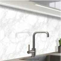 KitchenYeah Küchenrückwand Muster selbstklebend (keine Folie) Minimalistisch - Weiß - Graue Adern, (1-tlg), Spritzschutz, Küche, Rückwand, Küchenwand, Küchenfront, 30x20 cm