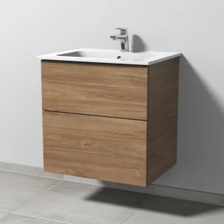 Sanipa 3way Waschtischunterbau zu Duravit ME by Starck Waschtisch mit 2 Auszügen, Eiche-Kansas SM72459