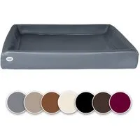 SABRO Hundekorb KUDDE Orthopädisch - Waschbar & Wasserabweisend - Ergonomisch aus, Kunstleder, Premium Hundebett mit wechselbarem Bezug für jede Hundegröße