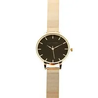 Lily + Stone Quarzuhr Armbanduhr, schwarzes Zifferblatt, schwarze Schnalle