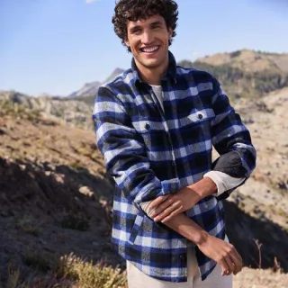 Hemdjacke aus gebürstetem Flanell und Stepp für Herren, Herren, size: regular, Braun, Woll-Mischung/Polyester-Mischung, by Lands' End