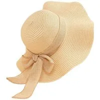 Vivi Idee Strohhut Sonnenhut Sommerhut Strandhut Straw hat, Damen faltbar, Einheitgröße wellenförmiger Rand