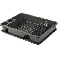 Engelland Geschirrständer Abtropfgestell, Abtropfgitter mit Wanne, für bis zu 11 Teller inkl. Besteck, spülmaschinengeeignet, BPA-frei