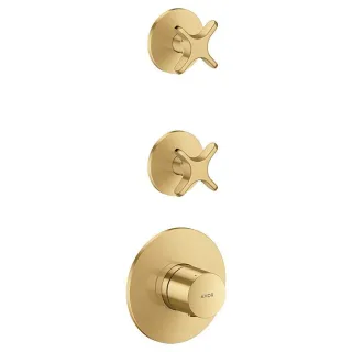 hansgrohe AXOR One Thermostatmodul 48712250 Unterputz, 2 Verbraucher, mit Kreuzgriff, brushed gold optic