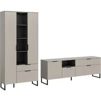 Home affaire Wohnwand ADIO, Breite 290 cm, 2-teiliges Set, mit Metall-Kufenfüße, (Set, 2-St., bestehend aus: Mehrzweckschrank und Lowboard), Kombination, Anbauwand, Set, Wohn-Set, Wohnzimmer-Set, Schrankwand