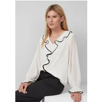 s.Oliver Langarmbluse Bluse Bluse mit Volants und Kontrast-Details