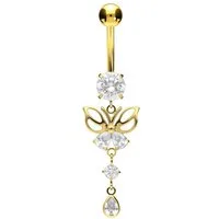 PIERCINGLINE Bauchnabelpiercing Titan Bananabell mit Innengewinde SCHMETTERLING + KRISTALLE (Bananabells, 1-tlg)
