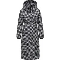 Ragwear Steppmantel Niara Long Print wasserdichter Mantel mit angesagtem Hahnentritt Muster
