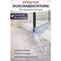 Euroshowers GmbH Duschdichtung Duschdichtung 2er Set 6 mm Glastür – Wasserabweiser mit Dichtlippe