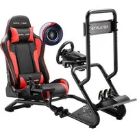 GTPLAYER Simulator Cockpit Rennsimulator lenkradständer mit 3D Lautsprechern Controller (Monitorhalterung Lenkradhalterung Schalthebelhalterung und Fußpedalen)