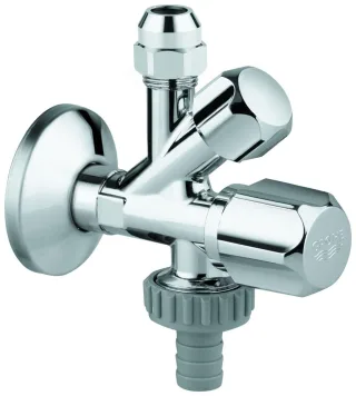 Grohe Kombi-Eckventil 22036 DN15 1/2''x3/8''x3/4'' selbstd. A.-gew. chrom, 22036000 22036000