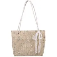 Bwecuy Umhängetasche Sommer Stroh Strandtasche Damen Geflochtene Handtasche (Groß Straw Bag Urbane Boho Trendy Beach Strohtasche), für Reisen, Einkaufen, Urlaub, Pendeln