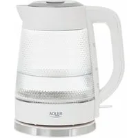 Adler Wasserkocher AD 1306 Glas-Wasserkocher 1,8 L, 2200 W, LED-Beleuchtung - Weiß, 1,8 l, 2200 W