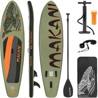 ECD Germany SUP-Board Stand Up Paddle Board aus PVC Paddelboard Paddling Board, Stand-Up Paddle-Board, SUP Board 320x80x15 cm 120 kg Traglast rutschfest olive inkl Zubehör