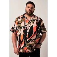 Men Plus Kurzarmhemd Hemd Halbarm Alloverprint Cubakragen Cuba Fit