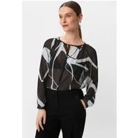 comma Langarmbluse Bluse Chiffonbluse mit Allovermuster