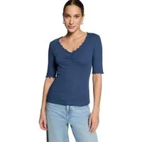 Zero Kurzarmshirt Damen mit Raffung (1-tlg) Raffung