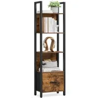 VASAGLE Bücherregal, mit 5 Ebenen, Eckregal mit Schublade, Leiterregal