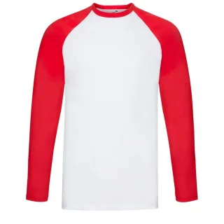 Fruit of the Loom - "Valueweight" T-Shirt für Herren - Baseball Langärmlig (Weiß/Rot)